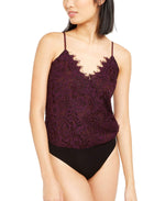 Leyden Womens Cami Layering Bodysuit Purple S
