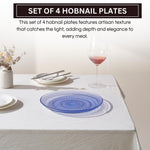Glass Hobnail Dinner or Charger Plates | Set of 4 | Blue