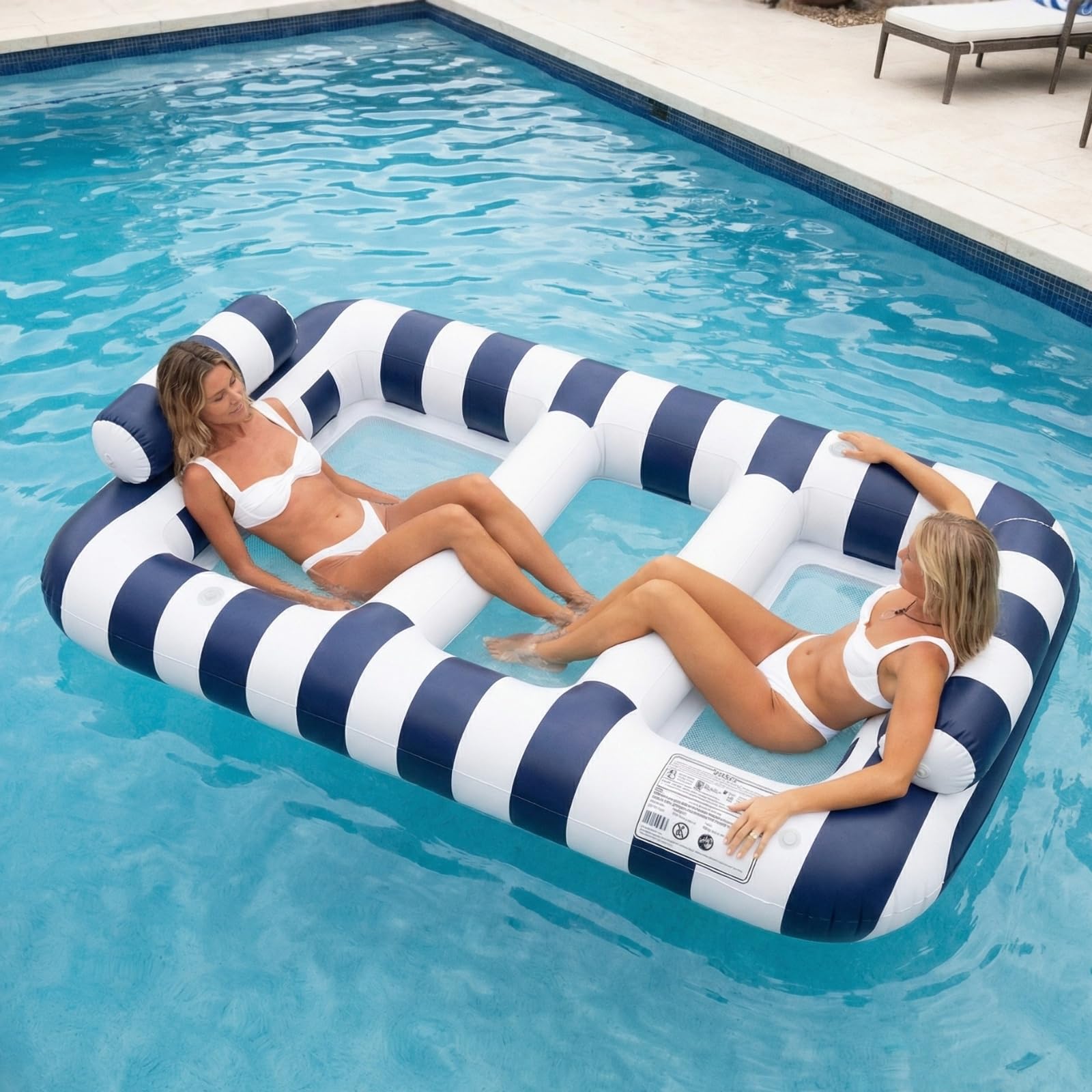 Navy Blue Twin Hammock Pool Float, Single Piece, 86.61 x 53.15 x 16.54"