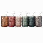 Khen Hobnail Drinking Glasses with Straws | Muted Colors | Set of 6
