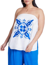 ELOQUII Women's Plus Size Embroidered Column Top - 26, Jet Stream