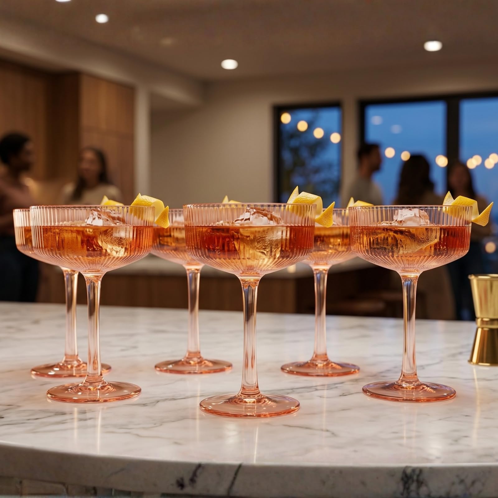 Madrid Acrylic Champagne Coupe Cocktail Glassware, Set of 6