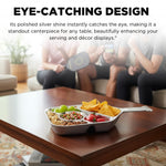 Silver Pickleball Serving Dish 13.7 Inch – Modern Decorative Tray with Heavy Polished Finish