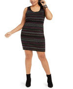 Planet Gold Womens Plus Metallic Striped Sweaterdress Pink 1X