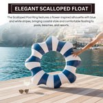 Amalfi Scalloped Inflatable Tube Pool Float Ring - Blue & White