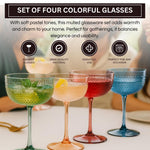 Hobnail Coupes, Cocktail Glass | Set of 4 | Muted Colors