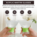 Khen Cooling Martini Glasses – Double-Wall Insulated 10 oz Cocktail Glasses with Frosted Base