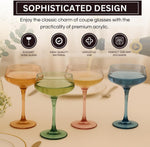Khen Colored Acrylic Coupe Glasses – Set of 4 Stemmed 8 oz