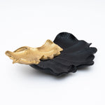 Black & Gold Ginkgo Leaf Tray, 2-Tier Centerpiece