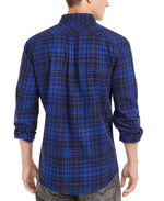 Levi's Mens Flannel Plaid Button-Down Shirt Blue L