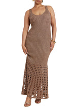 ELOQUII Women's Plus Size Metallic Open Stitch Sweater Dress - 14/16, Gold