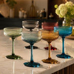 Eze Acrylic Ribbed Champagne Coupe, Cocktail Glassware, Set of 6
