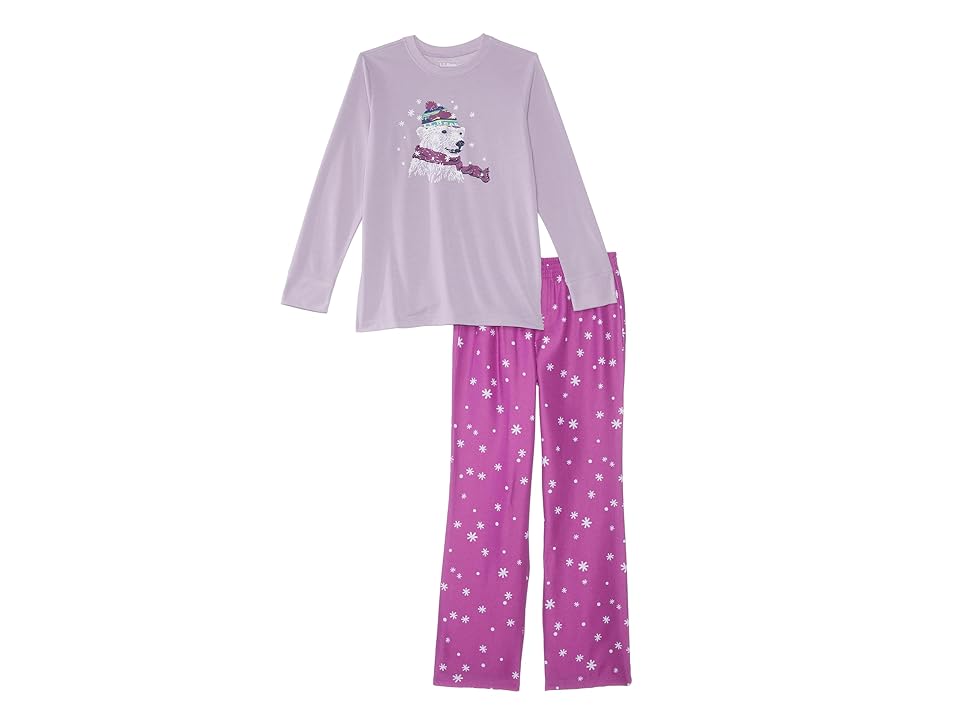 LLBean Kids Lavender Ice Bear Flannel Pajama Set