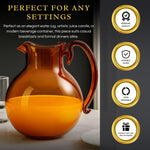 talian Design Amber Glass Jug Mouth-Blown Venetian Pitcher 750ml Handmade Murano