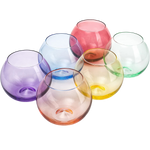 Vibes Colored Wine Glass Set, Large 12oz (Stemless Bubble)