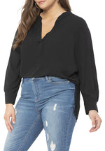 ELOQUII Women's Plus Size Mandarin Collar Tunic - 22, Black