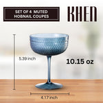 Hobnail Coupes, Cocktail Glass | Set of 4 | Muted Colors