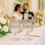 Khen Textured Clear Glass Ribbed Modern Elegant Wine Goblets | Set of 2