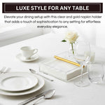 Clear & Gold Napkin Holder – 7"x 7" Square Design | Modern Table Decor