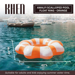 Amalfi Scalloped Inflatable Tube Pool Float Ring - Orange & White