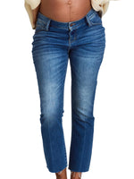 HATCH Crop Maternity Denim Jeans, Low Rise, Slightly Flared Crop Hem, Under The Belly Design for Pregnancy & Beyond, Indigo, 26" Inseam, Size 30