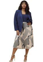 ELOQUII Women's Plus Size Pleated Midi Skirt - 14, Linear Curves
