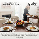 Gold Platter Bowl – Modern Aluminum Decorative Centerpiece with Textured Metallic Finish