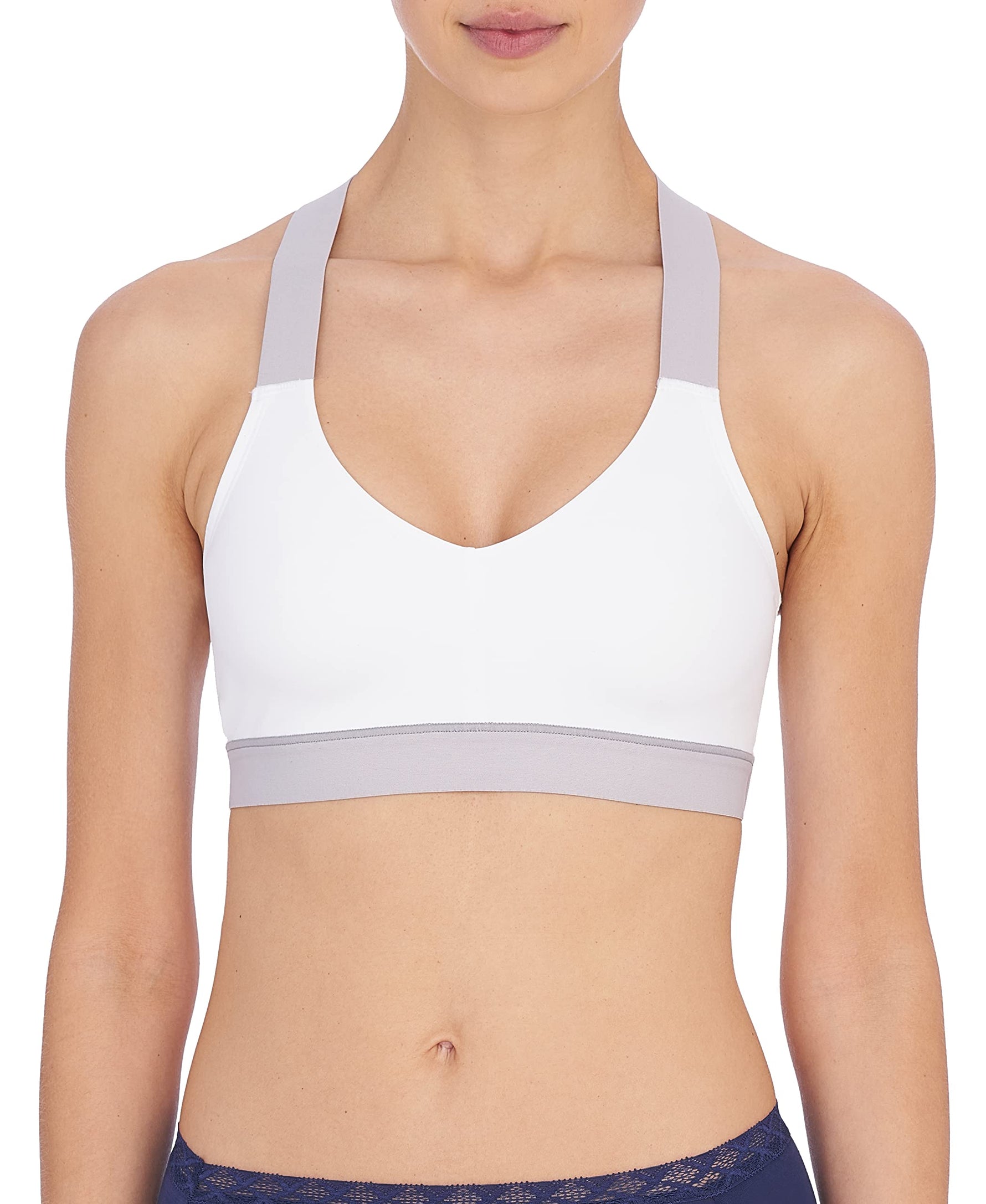Natori Women Dynamic Racerback Sport Bralette (White/Lead, Medium)