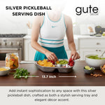 Silver Pickleball Serving Dish 13.7 Inch – Modern Decorative Tray with Heavy Polished Finish