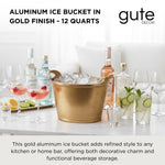 Solid Bronze Gold 12-Quart Double-Walled Insulated Ice Bucket & Champagne Cooler (13.4" x 9.45")