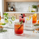 Clear Gold Rim Hobnail Glass Set, 6 Piece 10oz Transparent