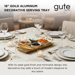 Small Decorative Serving Tray, Single Piece, Gold Aluminum Display Organizer