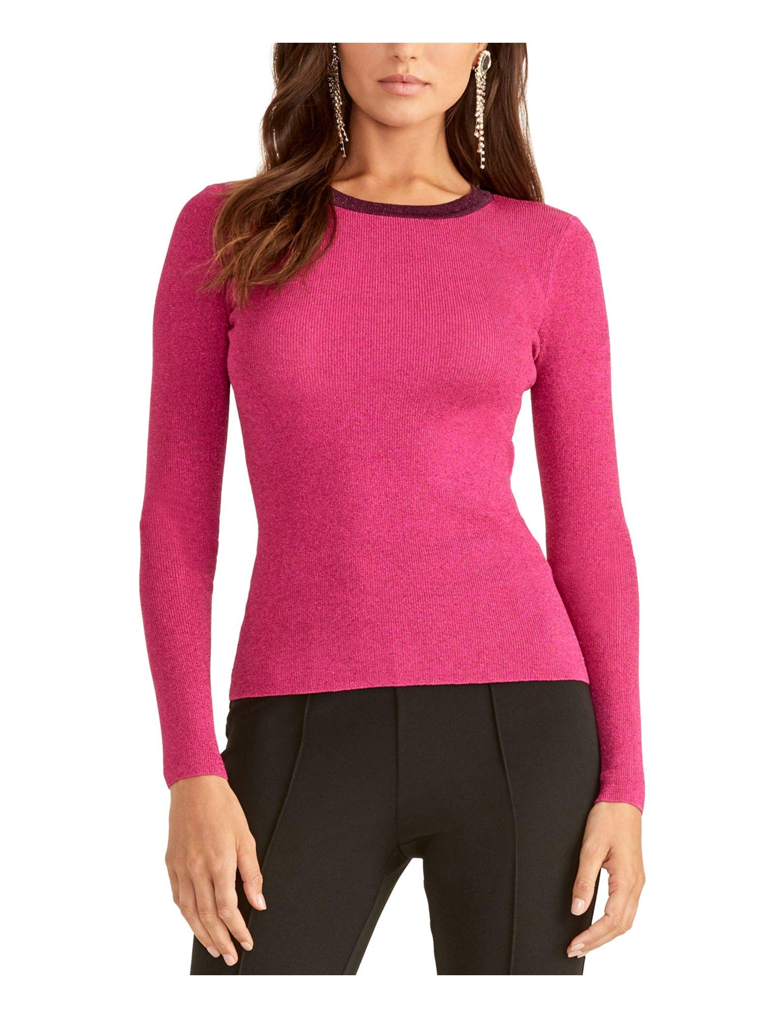 Rachel Roy Womens Pink Long Sleeve Crew Neck Blouse Evening Top Size XXL