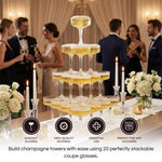 Premium ACRYLIC Champagne Tower Kit | 21 Stackable 7 oz
