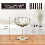 Flower Coupe Cocktail Glasses | Set of 4 | Bright Colors