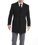 Calvin Klein Men's Slim Fit Wool Blend Overcoat Jacket, Black Solid, 36 Short