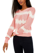 CRAVE FAME Juniors' Tie-Dyed Crew-Neck Sweater Pink Size Small