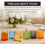 Khen Hobnail Acrylic Lowball Glasses – Retro-Inspired Set of 6 10 oz