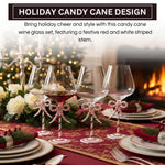Khen Christmas Candy Cane Bow Wine Glasses - Set of 2