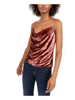 Leyden Womens Maroon Velvet Spaghetti Strap Cowl Neck Tank Top Size L