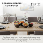 5 Bowl Organic Set – Modern Multi Section Serving Dish | Bowls for Snacks Salads Fruits Desserts