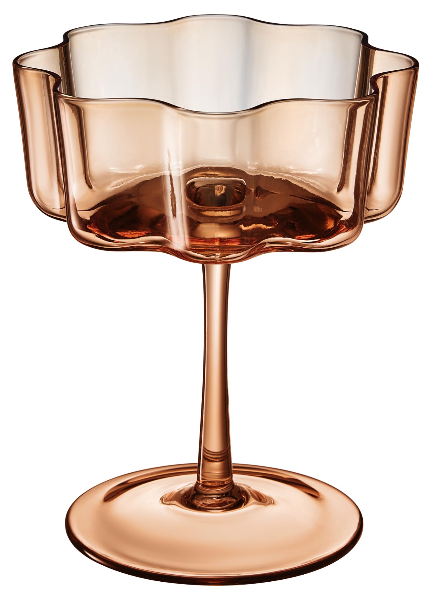 Flower Wave Coupe Cocktail Colored Glasses | Set of 6 | Venus Brown Colors