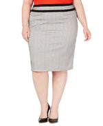 Calvin Klein Womens Plus Banded Office Pencil Skirt Black-Ivory 22W