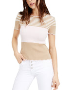 Maison Jules Women's London Printed Scalloped Top (S, Brookline Beige)