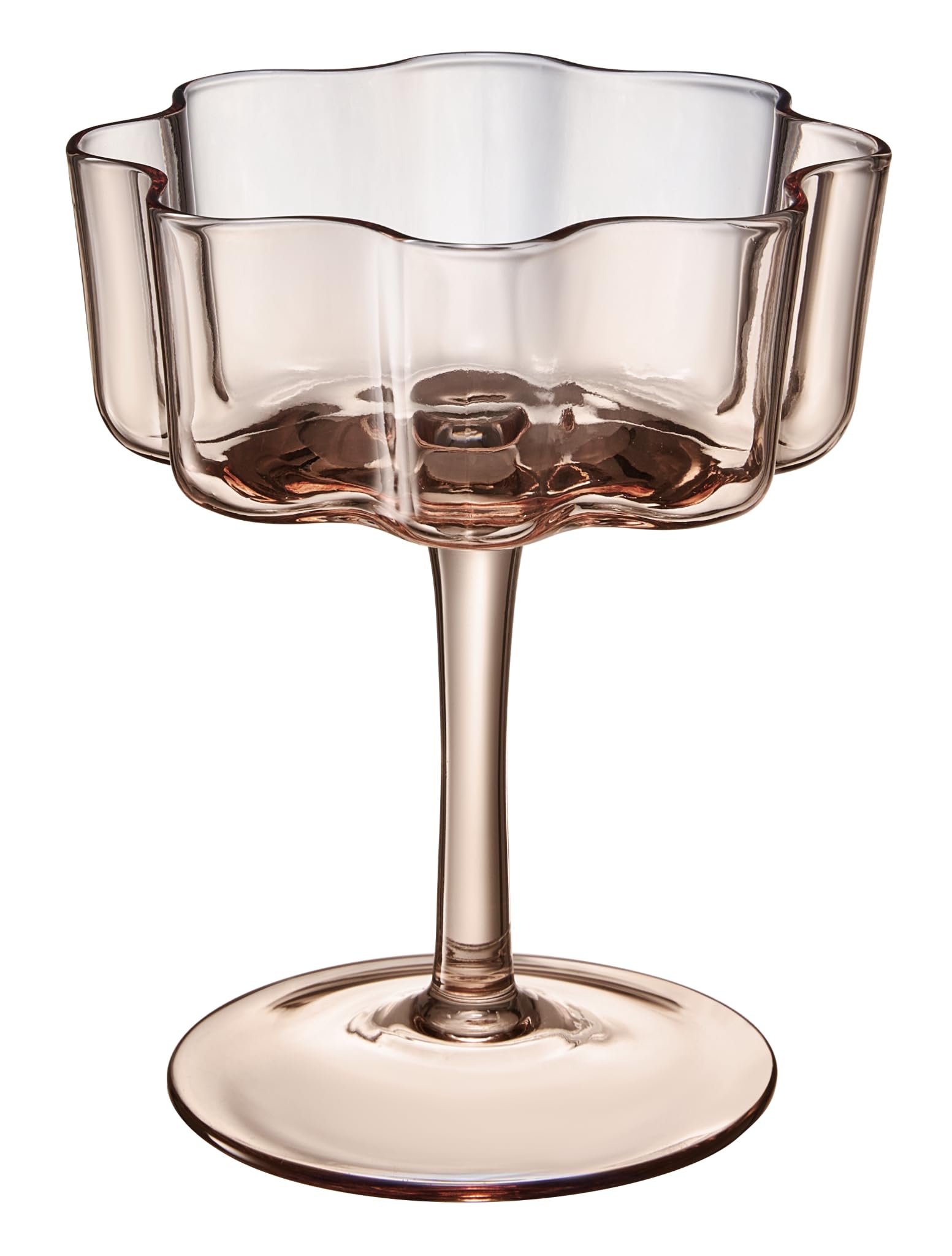 Flower Wave Coupe Cocktail Colored Glasses | Set of 6 | Venus Brown Colors