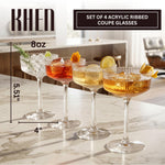 Barcelona Acrylic Champagne Coupe Cocktail Glassware, Set of 4