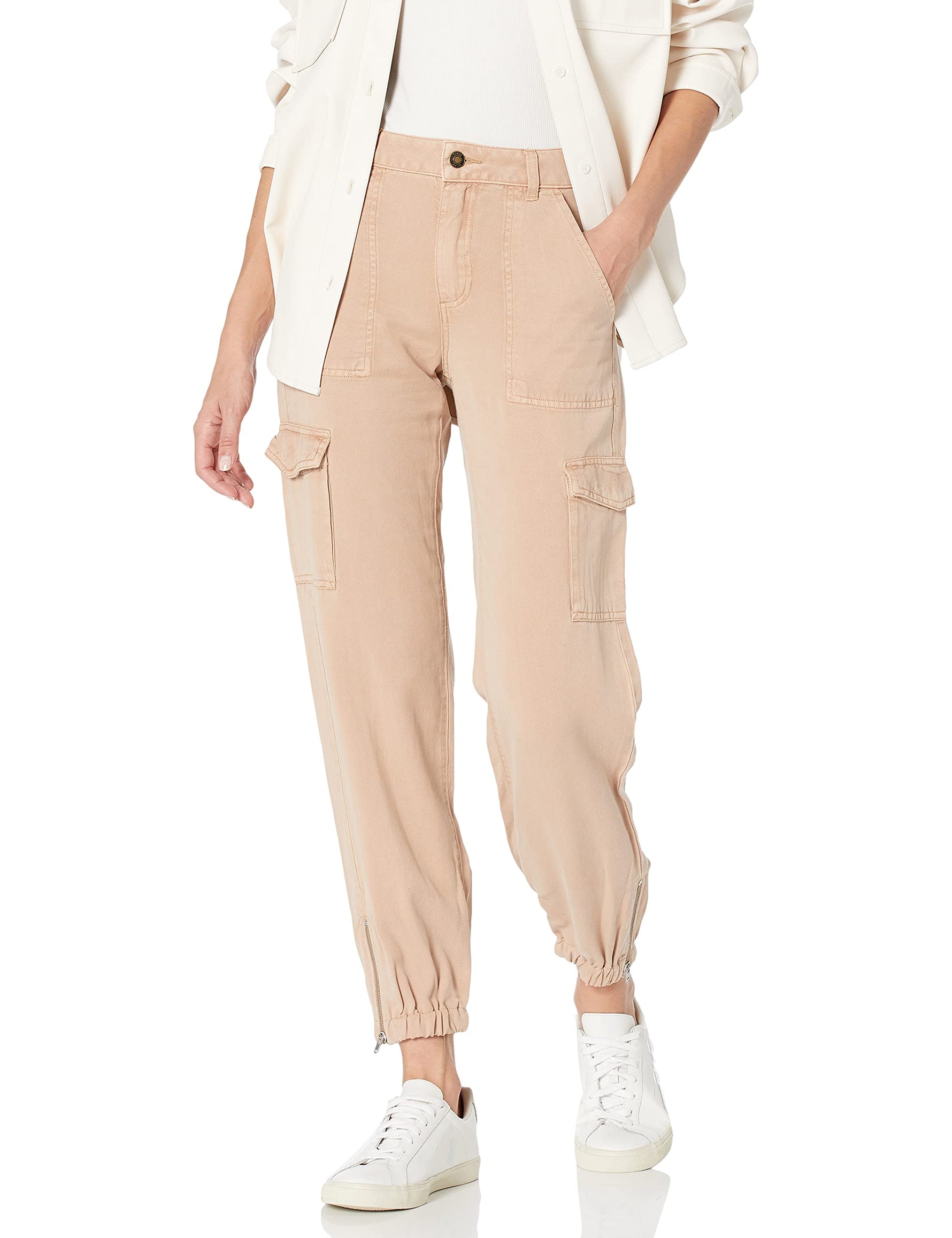 GUESS Women's Bowie Straight Leg Cargo Chino Pant, Light Rum Multi, 31