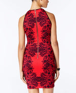 B. Darlin Womens Juniors Printed High Neck Bodycon Dress Red 11/12