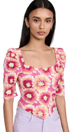 Free People Women's Give Me More Top, Pop Combo, Pink, Floral, M