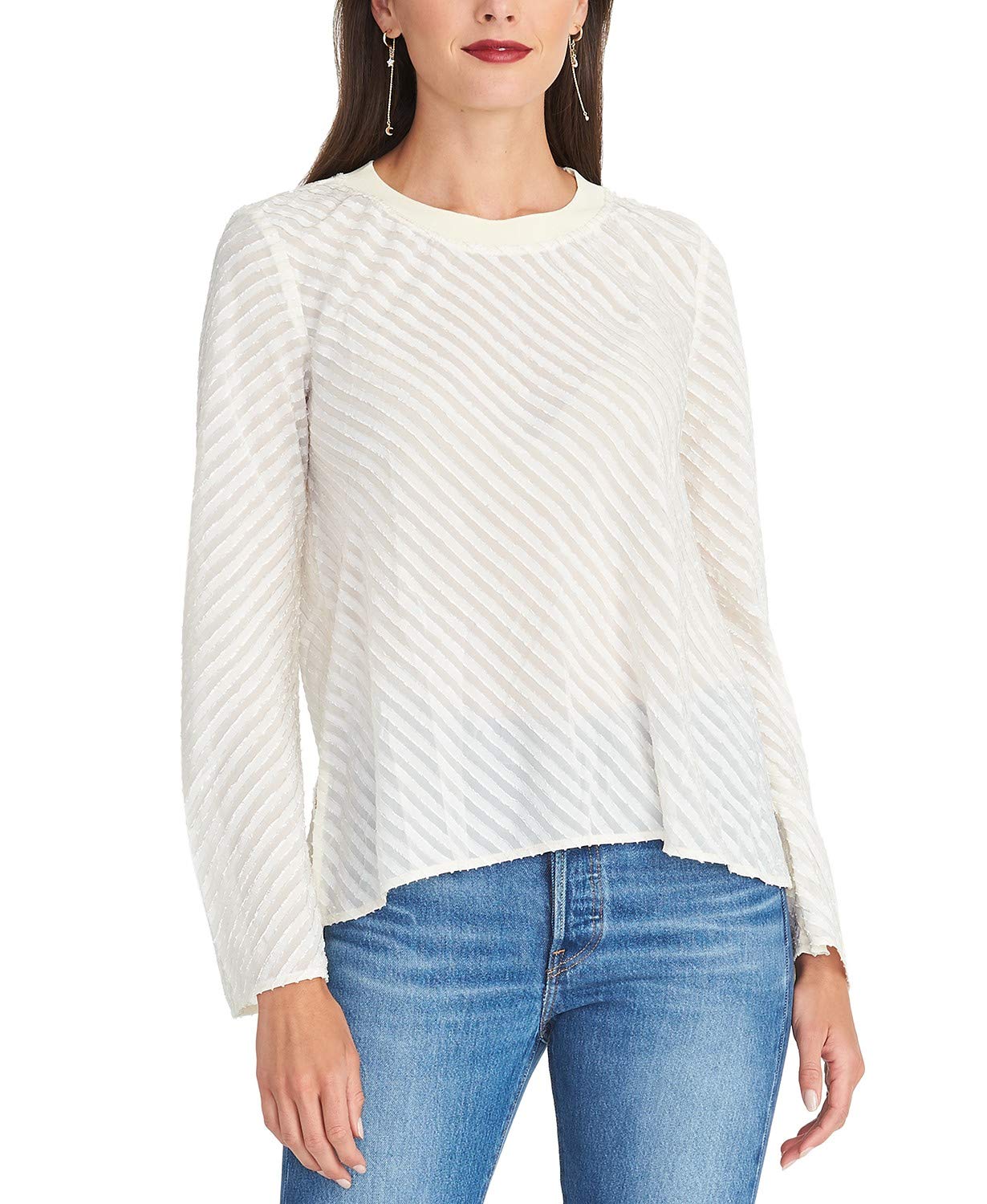 RACHEL Rachel Roy Womens Ivy Sheer Top Ivory S